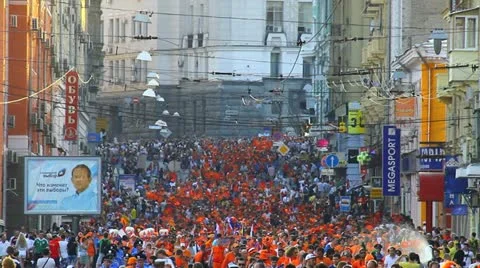 Great fan procession Stock Footage 11173555