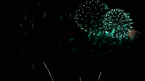 A great fireworks against black background Stock Footage 143687803