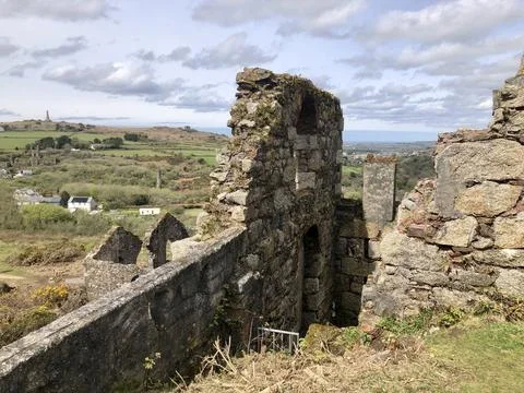 Great Flat Lode Tin Mine Ruins View Cornwall Foto stock