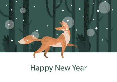 Great fox flat illustration Stock Illustration
