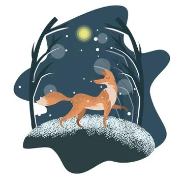 Great fox flat illustration Stock Illustration
