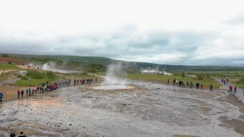 The Great Geyser Aerial View Stock Footage 114635309