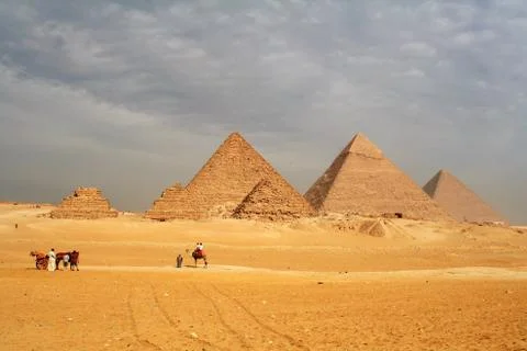 The Great Giza Pyramids of Egypt Kings and Queens Tombs Stock Photos