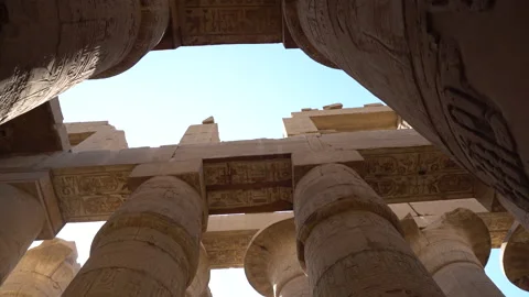 Great hall columns pillars and beams structure in Karnak Temple Luxor Egypt.. Stock Footage 232234205