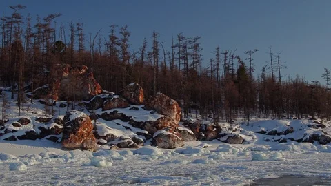 Great height forward fast texture blue ice cracked field spacious surface Lake Stock Footage 90026969