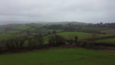 Great Hill, Watcombe, Devon: Drone flyover view of farmland Stock Footage 168207794