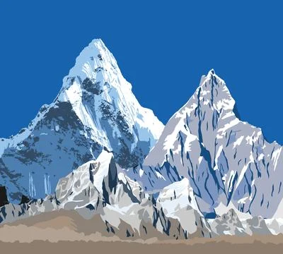 Great Himalayan range mountains vector illustration Stock Illustration