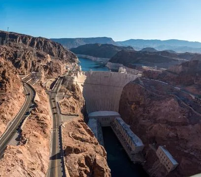 The great Hoover Dam in the Southwest of USA The great Hoover Dam in US So... Stock Photos
