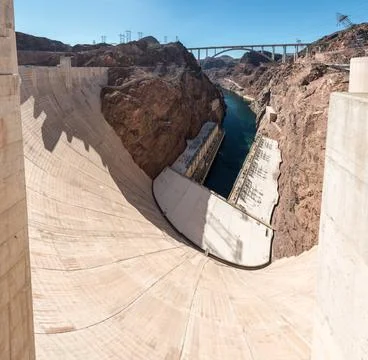 The great Hoover Dam in the Southwest of USA The great Hoover Dam in US So... Stock Photos