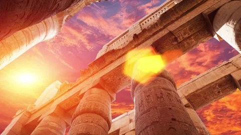 Great Hypostyle Hall and clouds at the Temples of Karnak Stock Footage 71171101