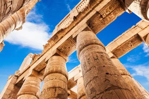 Great Hypostyle Hall and clouds at the Temples of Karnak Stock Photos