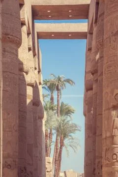 Great Hypostyle Hall and clouds at the Temples of Karnak Stock Photos
