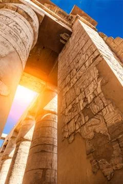 Great Hypostyle Hall and clouds at the Temples of Karnak Stock Photos