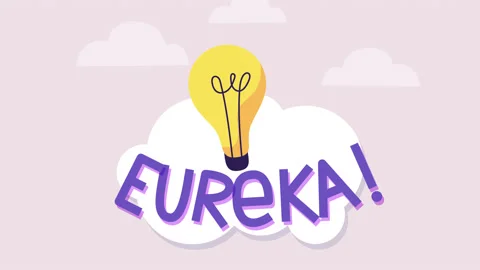 Great idea, Eureka. speech bubble and light bulb pops up. Solution of problem Stock Footage 166222006
