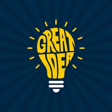 Great idea lettering vector illustration. Great idea creative concept typography Stock Illustration