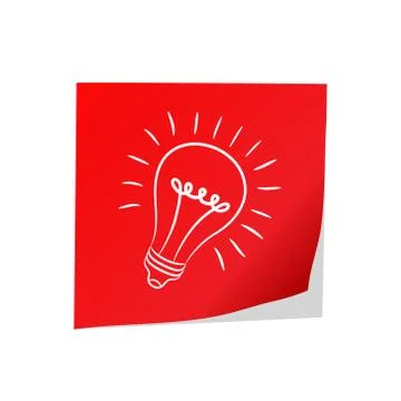Great Idea - Red Post Paper &amp; Electric Bulb on White, stock vector illustrati Stock Illustration