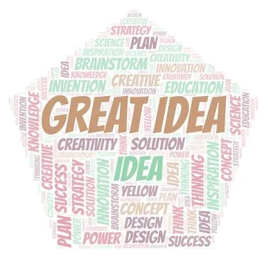Great Idea typography word cloud create with the text only. Illustrazione stock