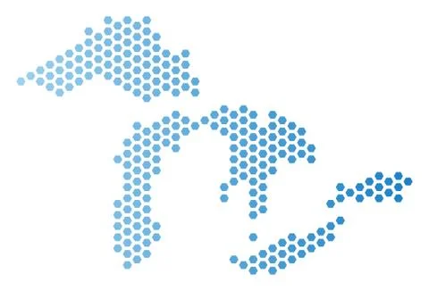 Great Lakes Map Hex-Tile Abstraction Stock Illustration