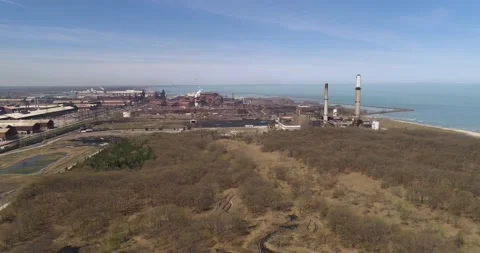 Great Lakes Massive Industrial Complex Aerial Clip 8 Stock Footage 161986838