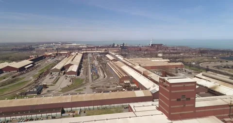 Great Lakes Massive Industrial Complex Aerial Clip 7 Stock-Footage 161986839