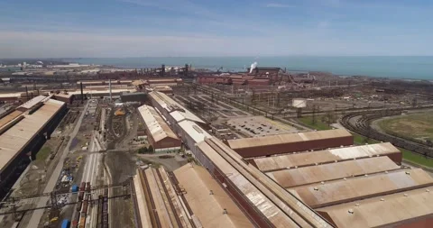 Great Lakes Massive Industrial Complex Aerial Clip 10 Stock-Footage 161986945
