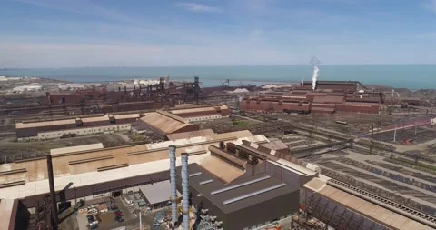 Great Lakes Massive Industrial Complex Aerial Clip 11 Stock-Footage 161986988