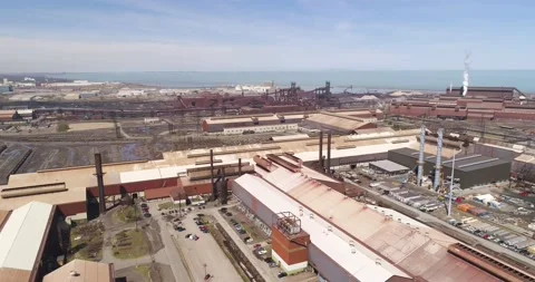 Great Lakes Massive Industrial Complex Aerial Clip 13 Stock Footage 161987027