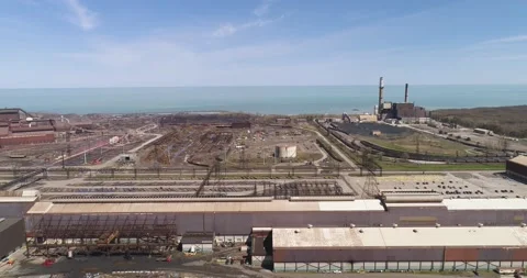 Great Lakes Massive Industrial Complex Aerial Clip 12 Vídeos de archivo 161987029