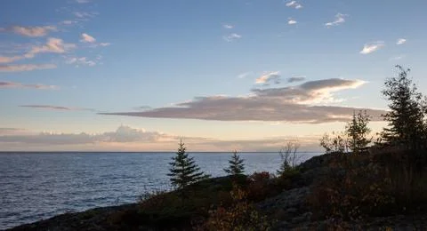 Great Lakes Shoreline in Dawn Light Stock Photos