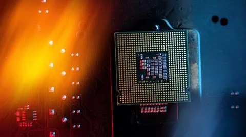 Great looking computer processor on the motherboard in abstract colors. 写真素材