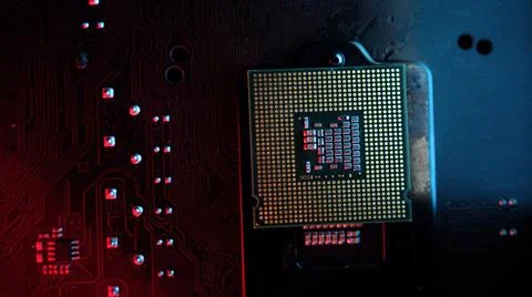 Great looking computer processor on the motherboard. Stock Photos