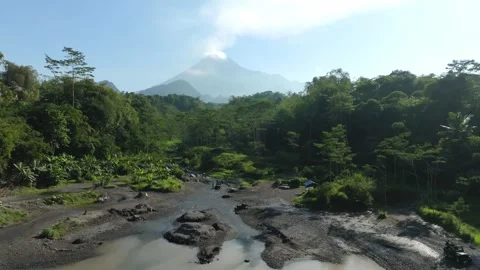 A great merapi mountain from aerial shoot Stock Footage 275496320
