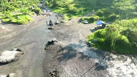 A great merapi mountain from aerial shoot Stock Footage 275496394