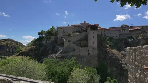 The Great Meteoron Monastery in Meteora built on high cliffs Stock Footage 67721954