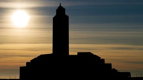 Great Mosque Hassan II during the Sunset, Casablanca, Morocco Stock Footage 105964584