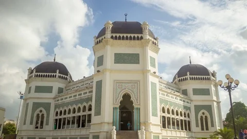 Great Mosque of Medan Timelapse Stock Footage 76037707