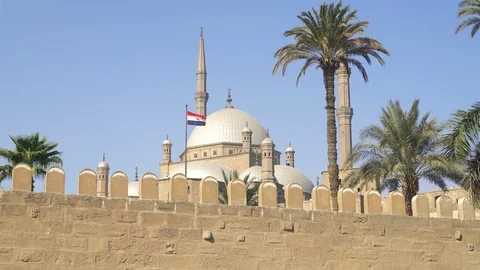 The Great Mosque of Muhammad Ali Pasha situated in the Citadel of Saladin Stock Footage 129344207