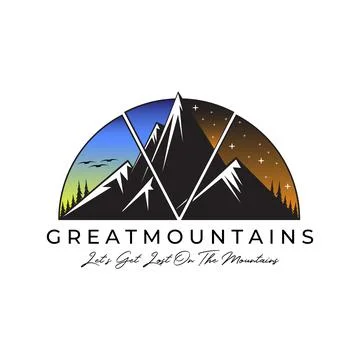 Great mountain logo vector illustration design , beautiful view of mountains Stock Illustration