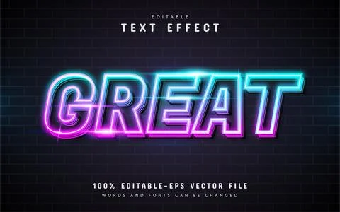 Great neon text effect with gradient Illustrazione stock