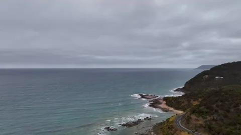 Great Ocean Road. Waves, ocean and road view. Australia Stock Footage 288596016