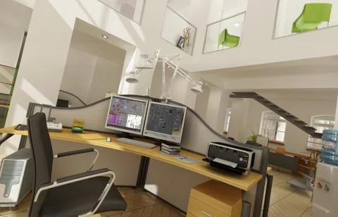 Great office interior Stock Illustration