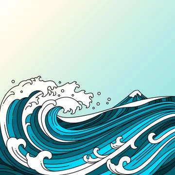 Great oriental wave ocean vector illustration. Stockillustratie