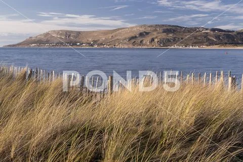 Great Orme at Llandudno on the North Wales coast from Conwy Morfa Stock Photos
