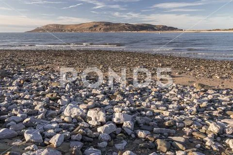 Great Orme at Llandudno on the North Wales coast from Conwy Morfa Stock Photos