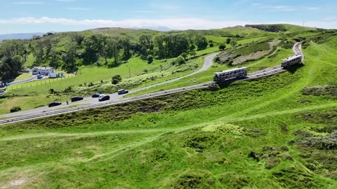 Great Orme Tramway Summit Aerial footage Tourist Stock Footage 276775531