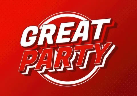 Great party text design with bold red background Stock Illustration
