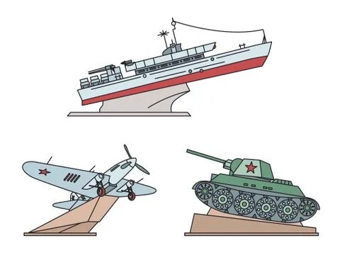 Great Patriotic War Monuments. Vector illustration Stock Illustration