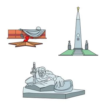 Great Patriotic War Monuments. Vector illustration Stock Illustration
