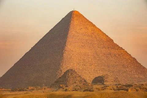 The Great pyramid on sunset Stock Photos