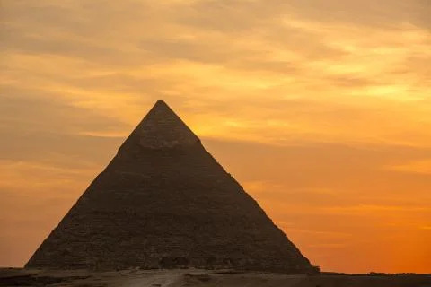 The Great pyramid on sunset Stock Photos